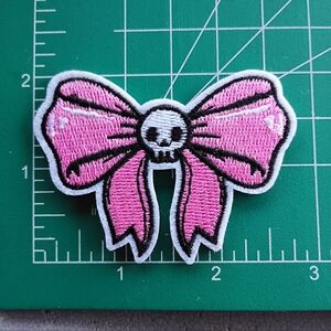 2/$10 Kawaii Goth Pastel Pink Skull Bow Patch